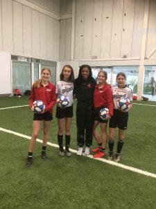 Toronto Blizzard players with Ashley Lawrence at “Yes She Canada”